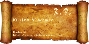 Kubina Vladimir névjegykártya